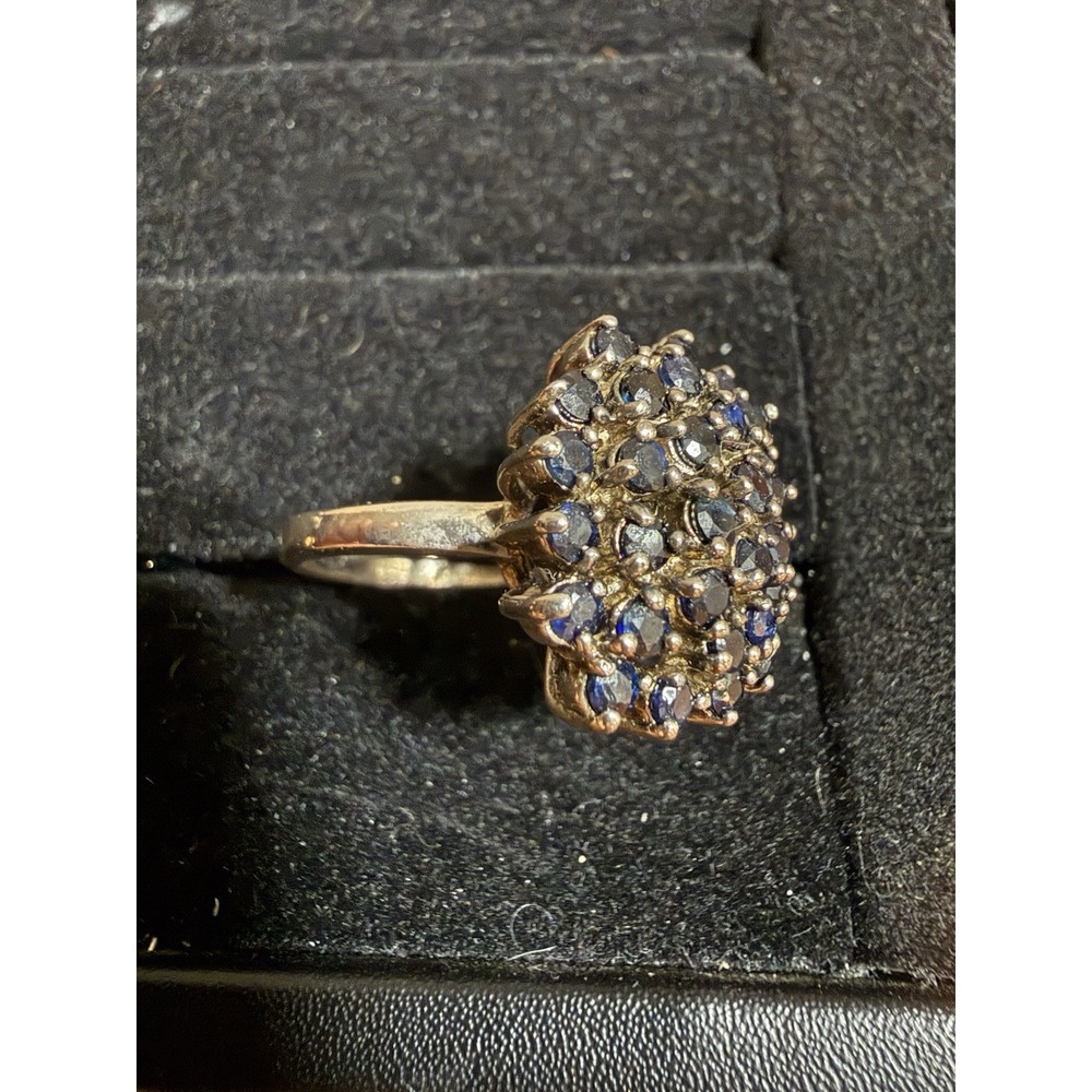 925 Sterling Silver Ring Sapphire Gemstone Jewelry ADI 925 Cluster LARGE Size 10 - Picture 11 of 16